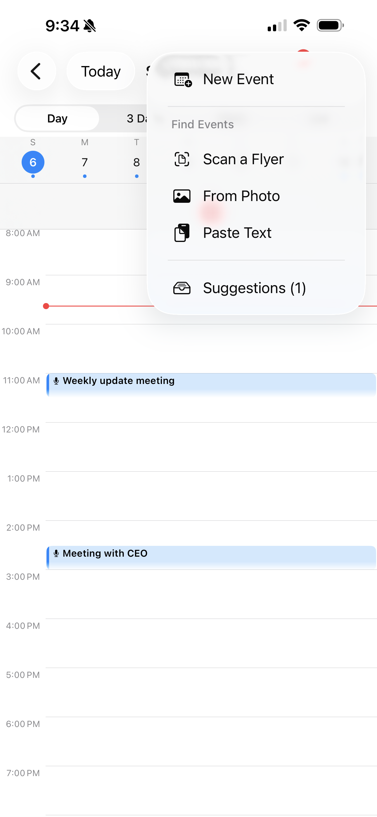 Capture an event from a scan, photo, or pasted text